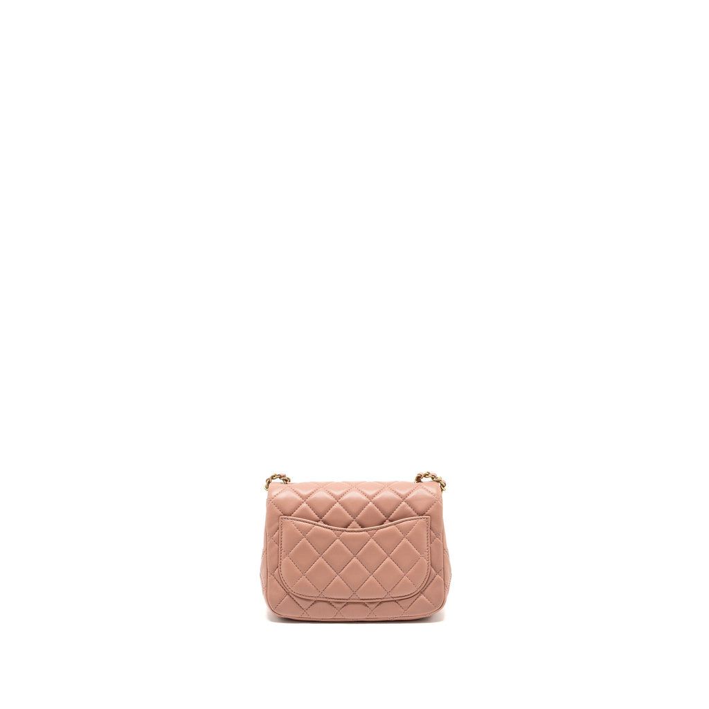Chanel Pearl Crush Mini Square Flap Bag Lambskin Pink  (microchip)