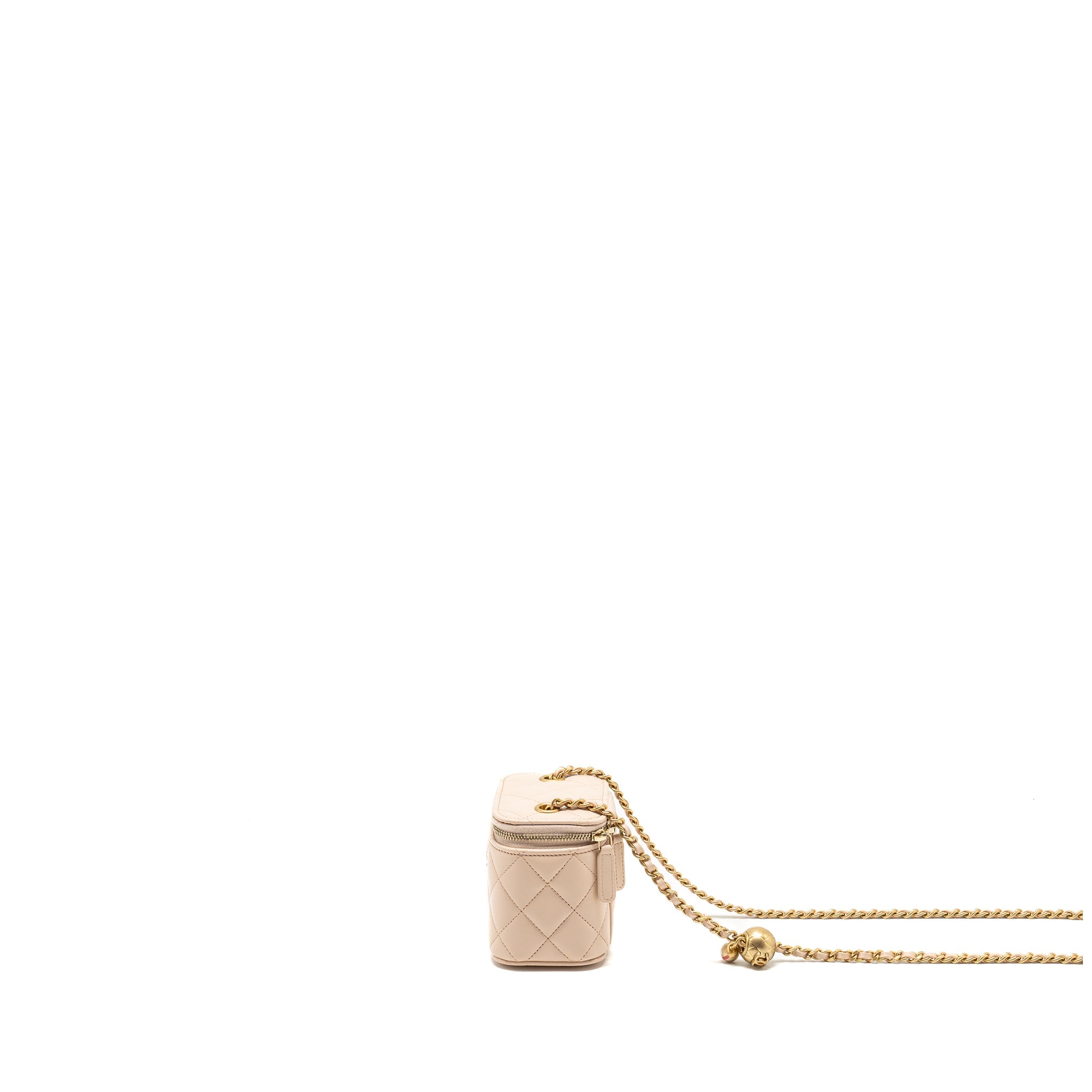 Chanel Pearl Crush Mini Vanity with Chain Lambskin Light Beige