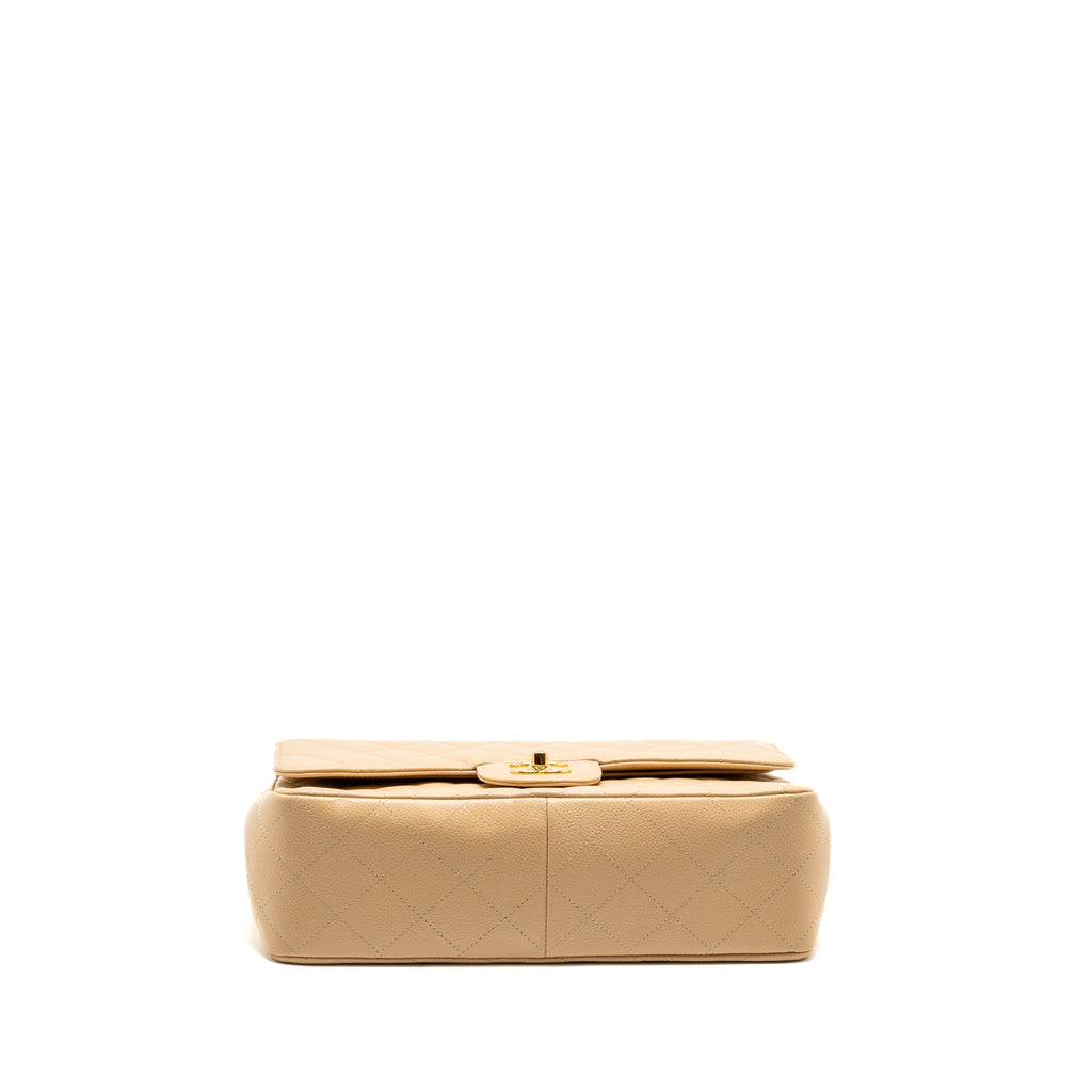 Chanel Jumbo Classic Double Flap Caviar Beige L (Microchip)