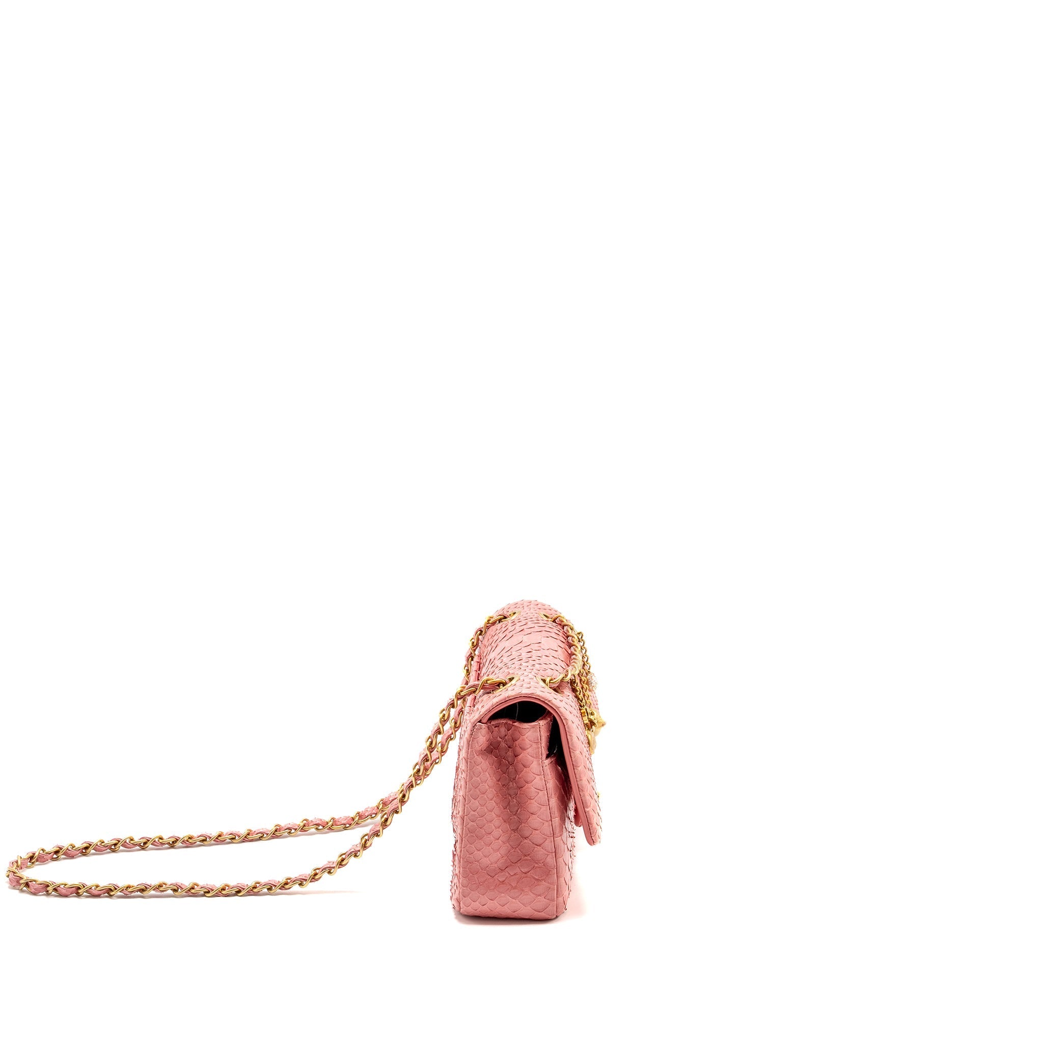 Chanel Medium Flap Bag with Detailed Charms Python Pink