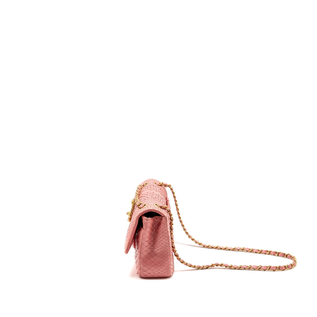 Chanel Medium Flap Bag with Detailed Charms Python Pink