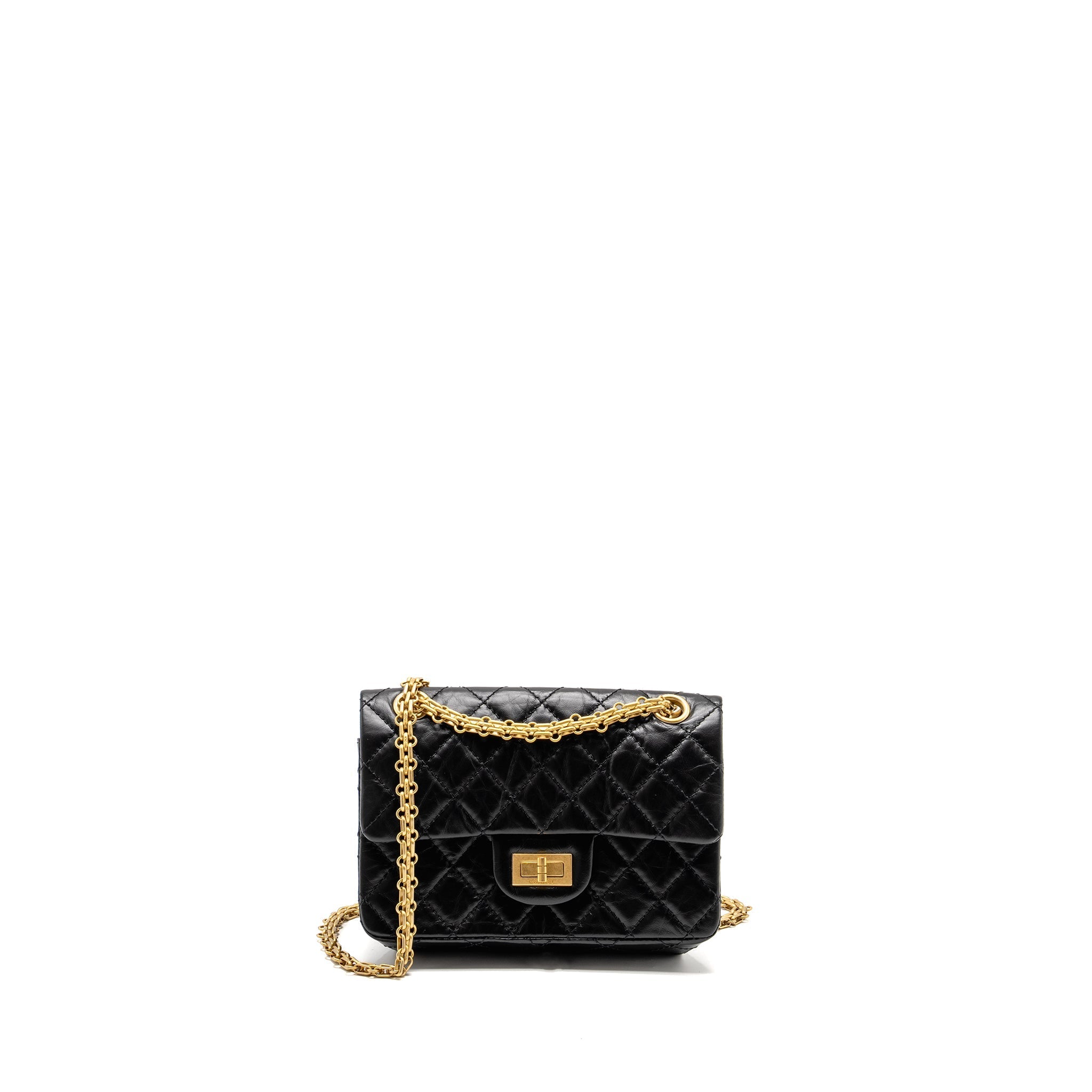 CHANEL Mini 2.55 Reissue Flap Bag Aged Calfskin Black Brushed  (Microchip)