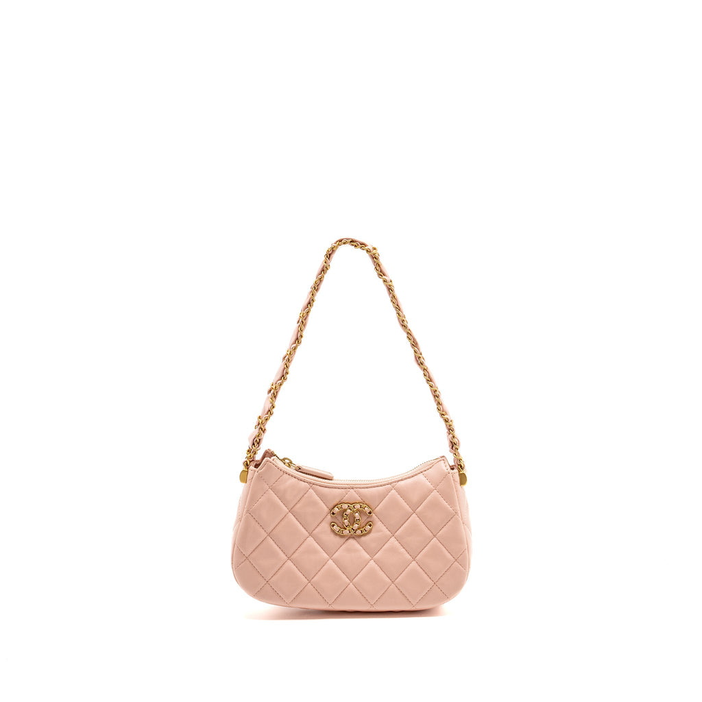 Chanel 23K Small Hobo Bag Calfskin Pink  (microchip)