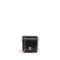 Chanel 19S Pearl Chain Quilted Vertical Flap Bag Lambskin Black