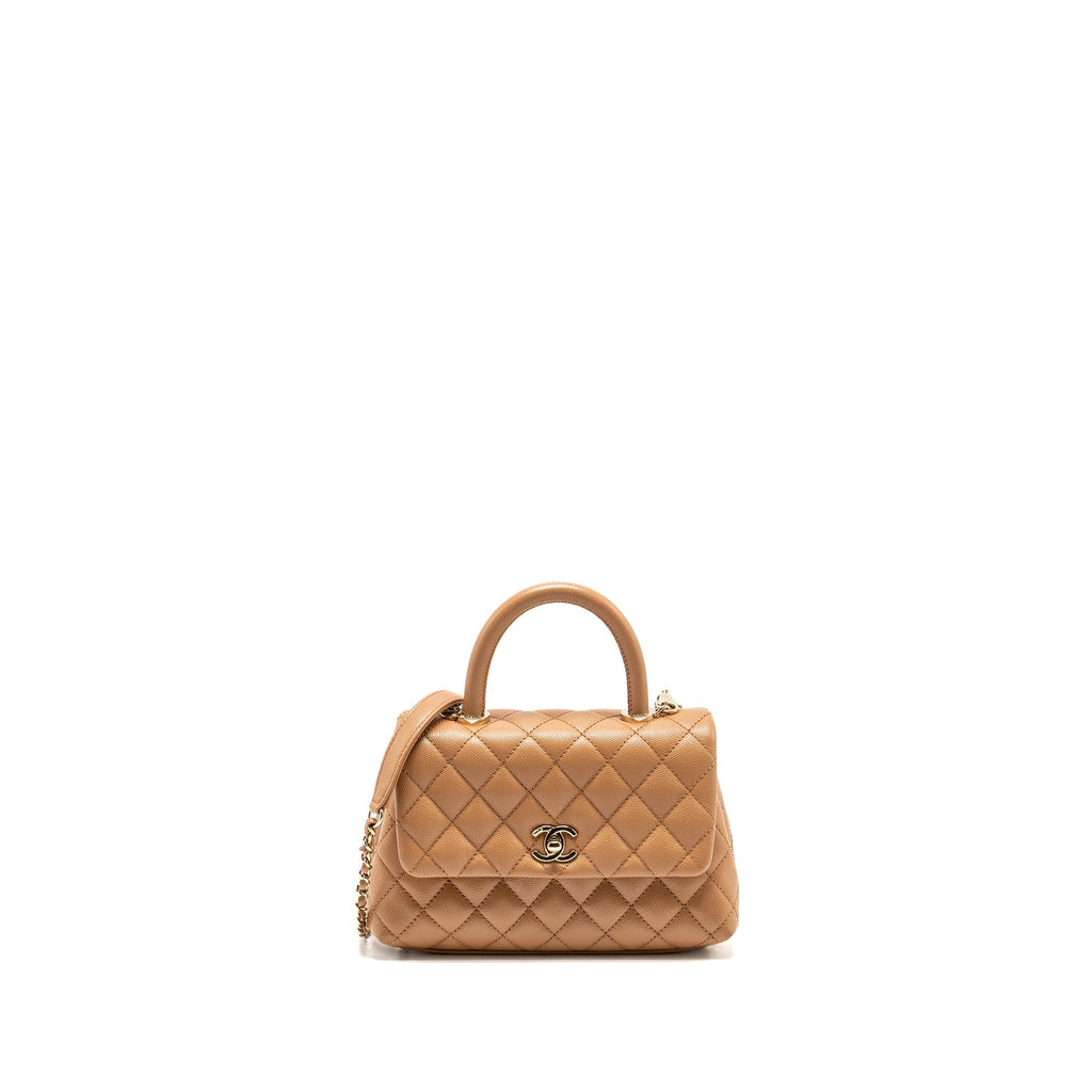 Chanel 21P Small Coco Handle Caviar caramel L