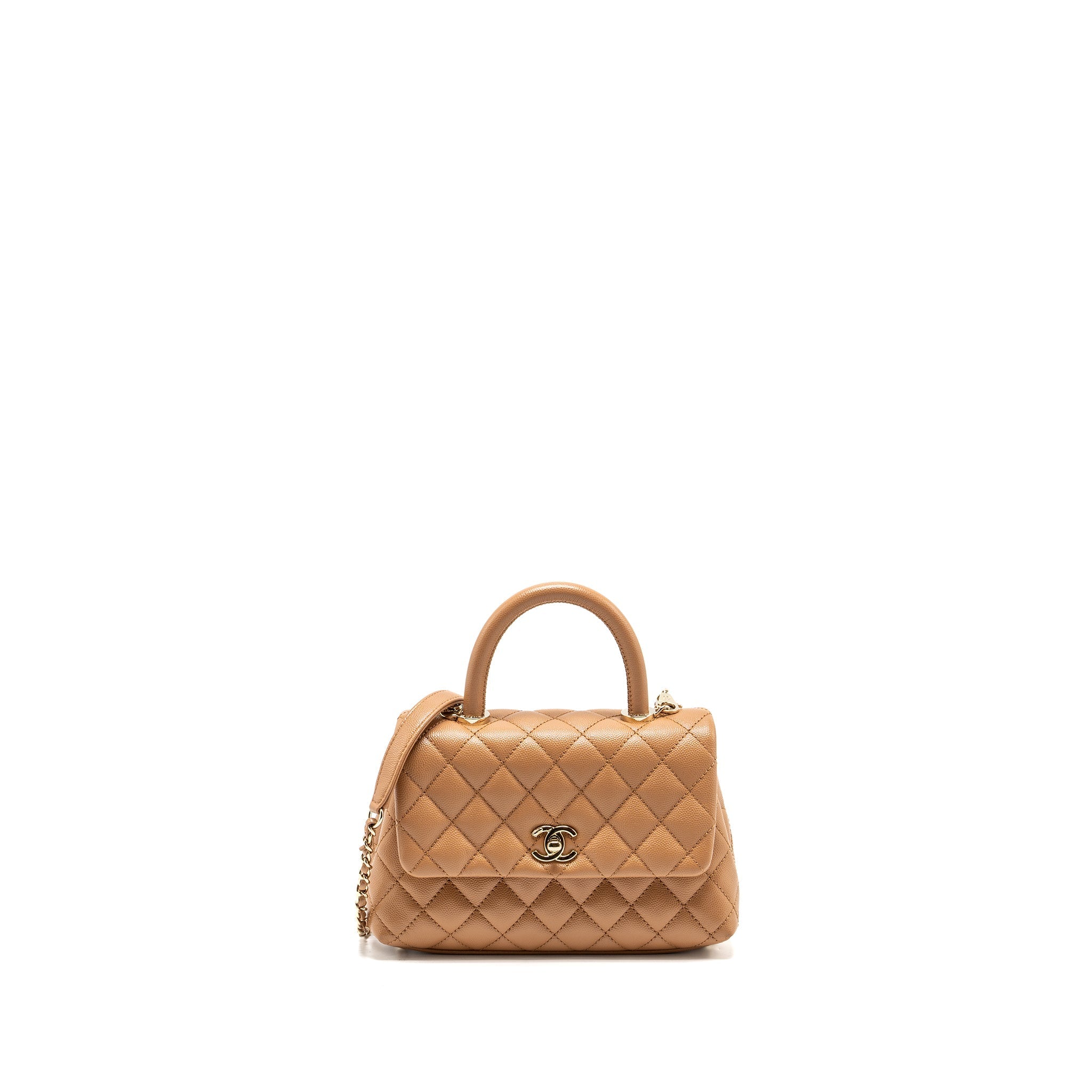 Chanel 21P Small Coco Handle Caviar caramel L