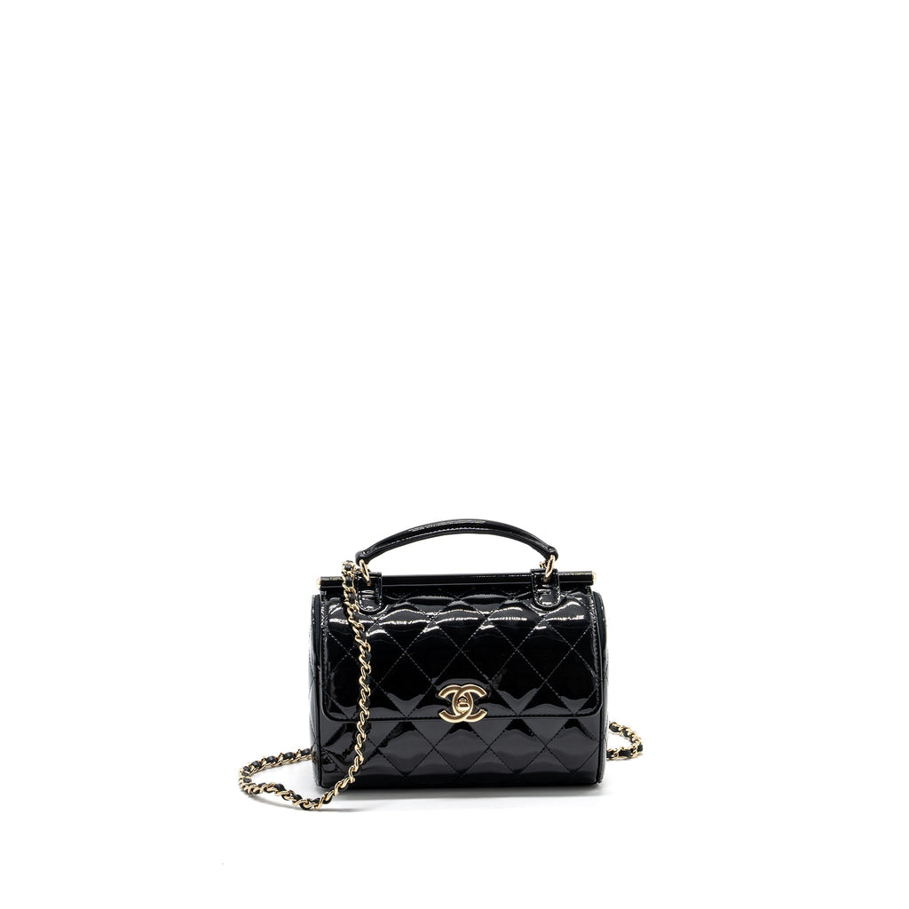 Chanel Small Trendy CC Dual Flap Bag patent black L (microchip)