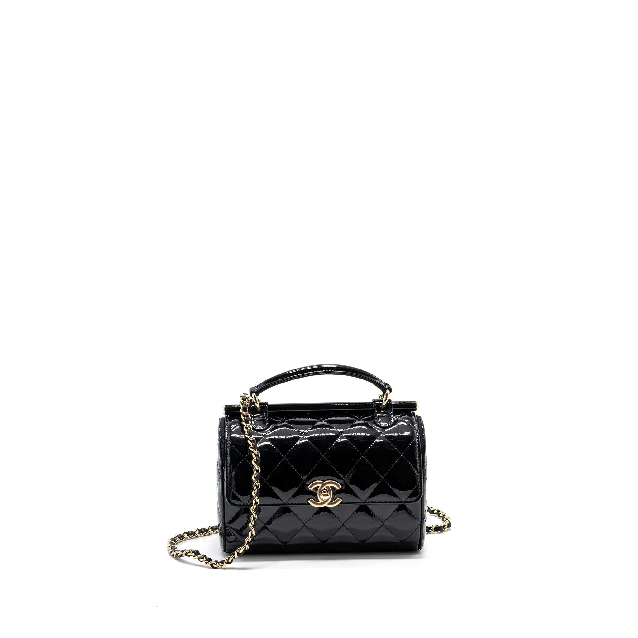 Chanel Small Trendy CC Dual Flap Bag patent black L (microchip)