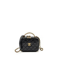 Chanel Logo Detailed Handle Mini Pick Me Up Vanity Case Caviar Black  (Microchip)