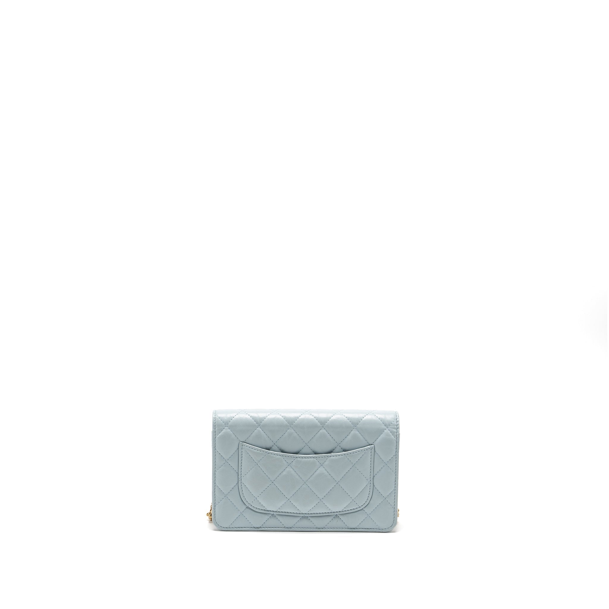 Chanel 2.55 Reissue Wallet on Chain Aged Calfskin Light Blue Brushed  (Microchip)