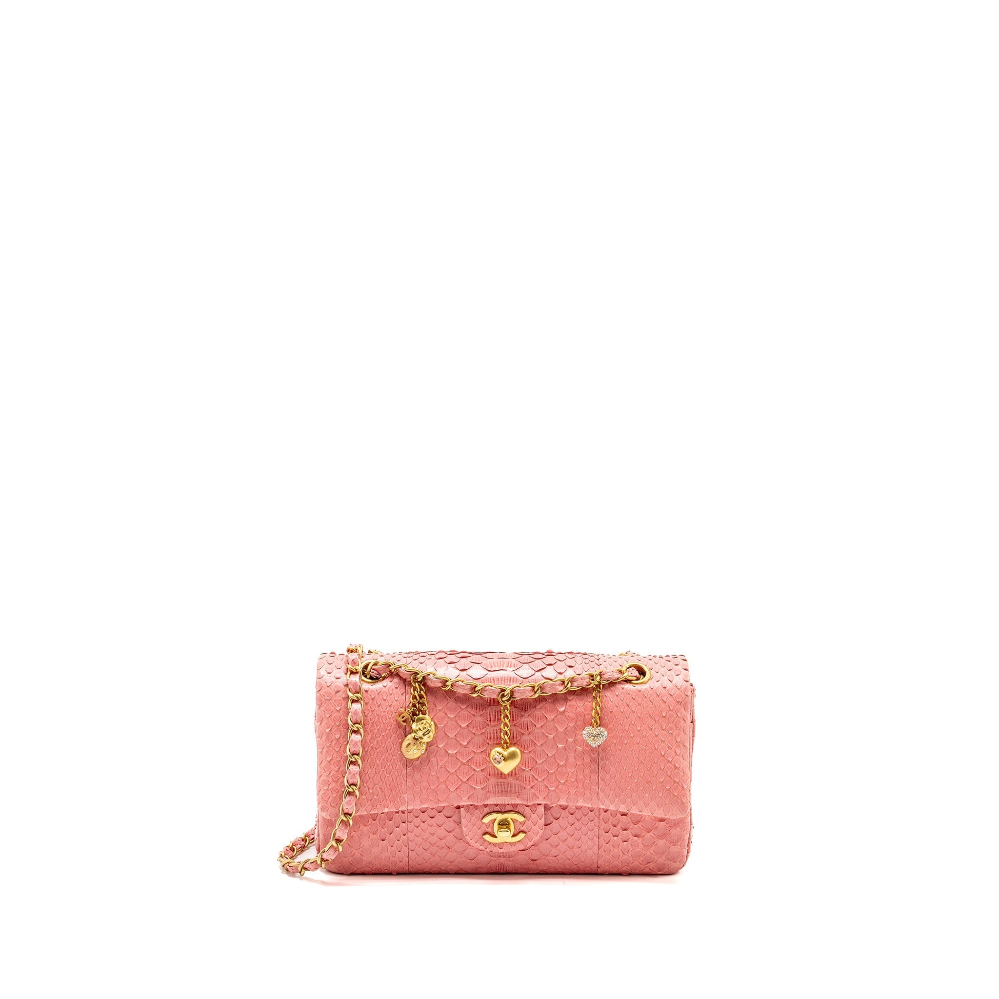 Chanel Medium Flap Bag with Detailed Charms Python Pink