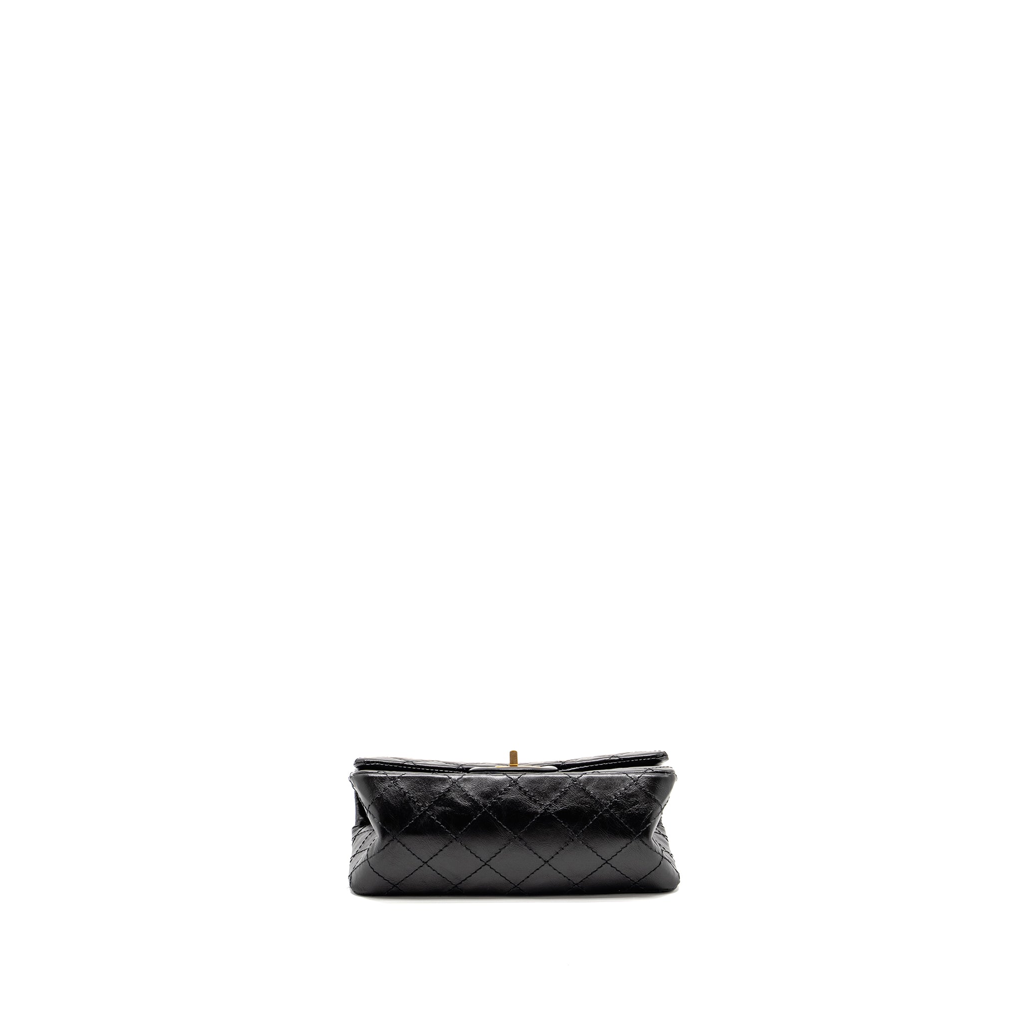 CHANEL Mini 2.55 Reissue Flap Bag Aged Calfskin Black Brushed  (Microchip)