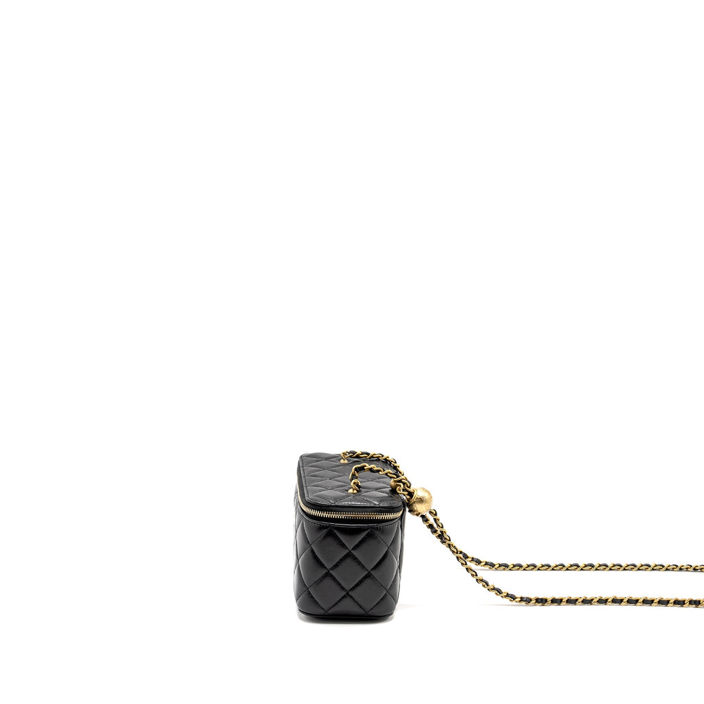 Chanel Pearl Crush Long Vanity Case Lambskin Black  (Microchip)