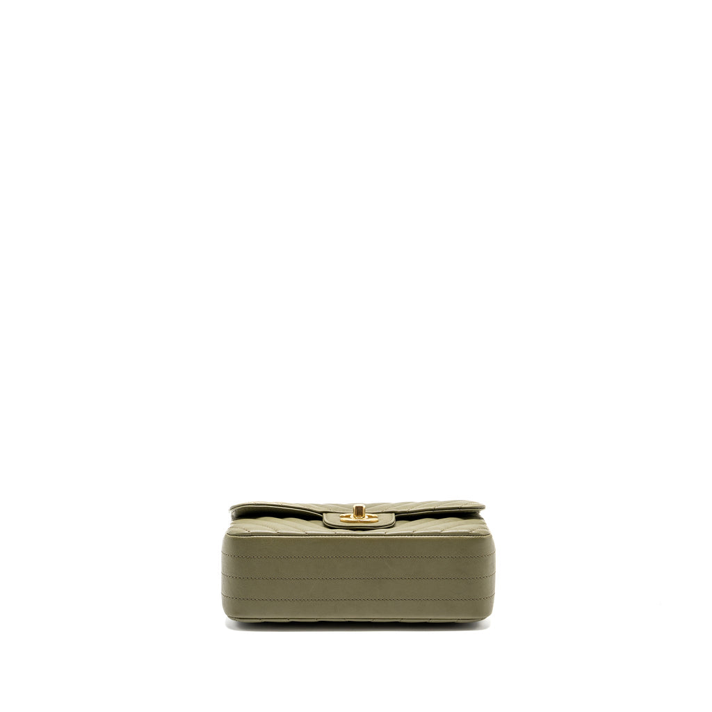 Chanel Chevron Mini Rectangular Flap Bag Calfskin Khaki
