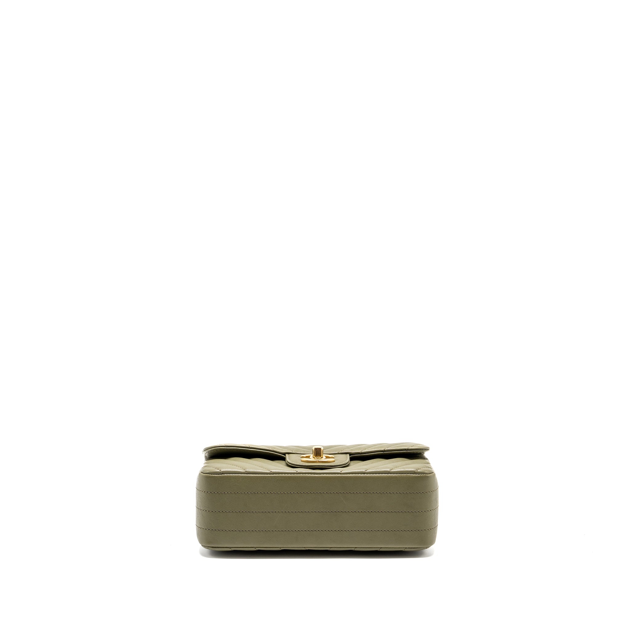 Chanel Chevron Mini Rectangular Flap Bag Calfskin Khaki
