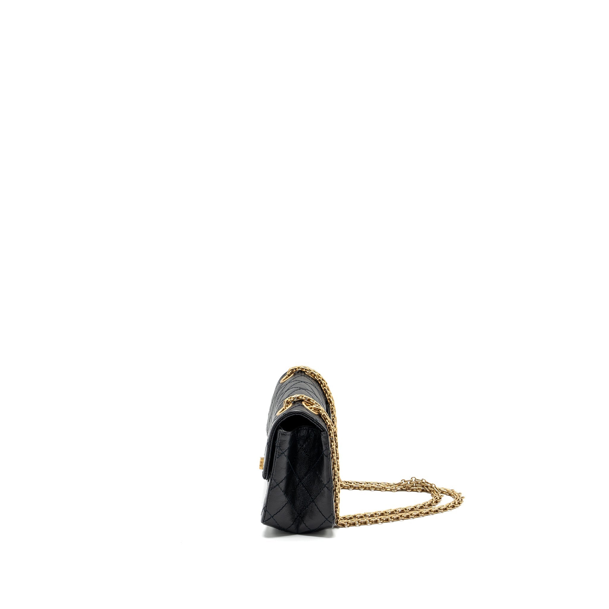 Chanel Mini 2.55 reissue flap bag aged calfskin black