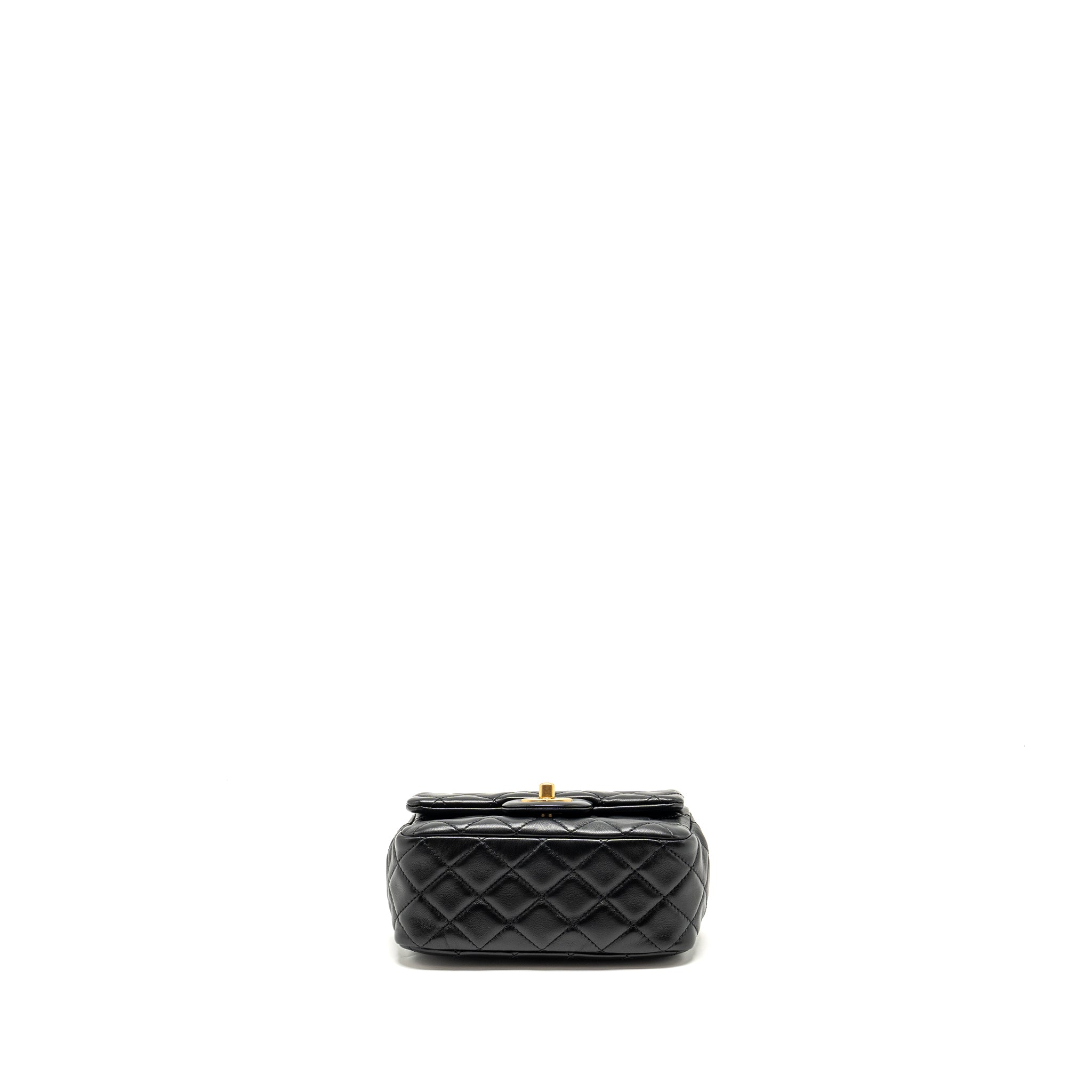 Chanel Pearl Crush Mini Square Flap Bag Lambskin Black  (microchip)