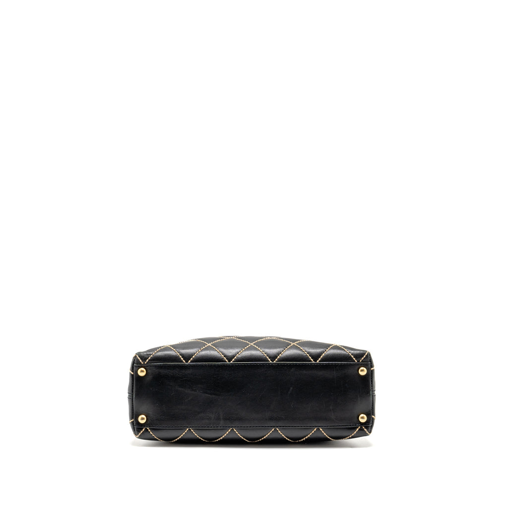 Chanel Vintage Wild Stitch Shoulder Bag Calfskin Black