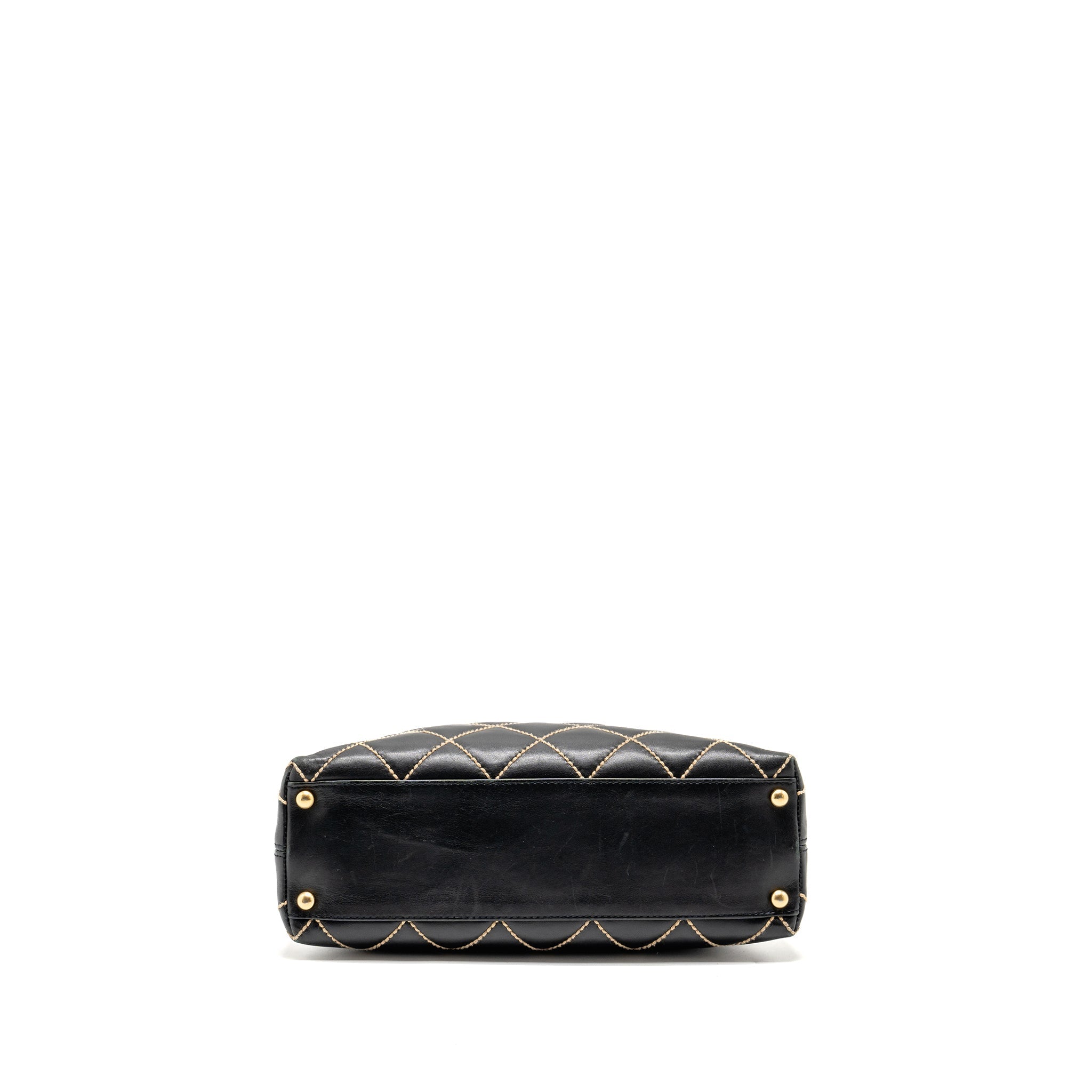 Chanel Vintage Wild Stitch Shoulder Bag Calfskin Black