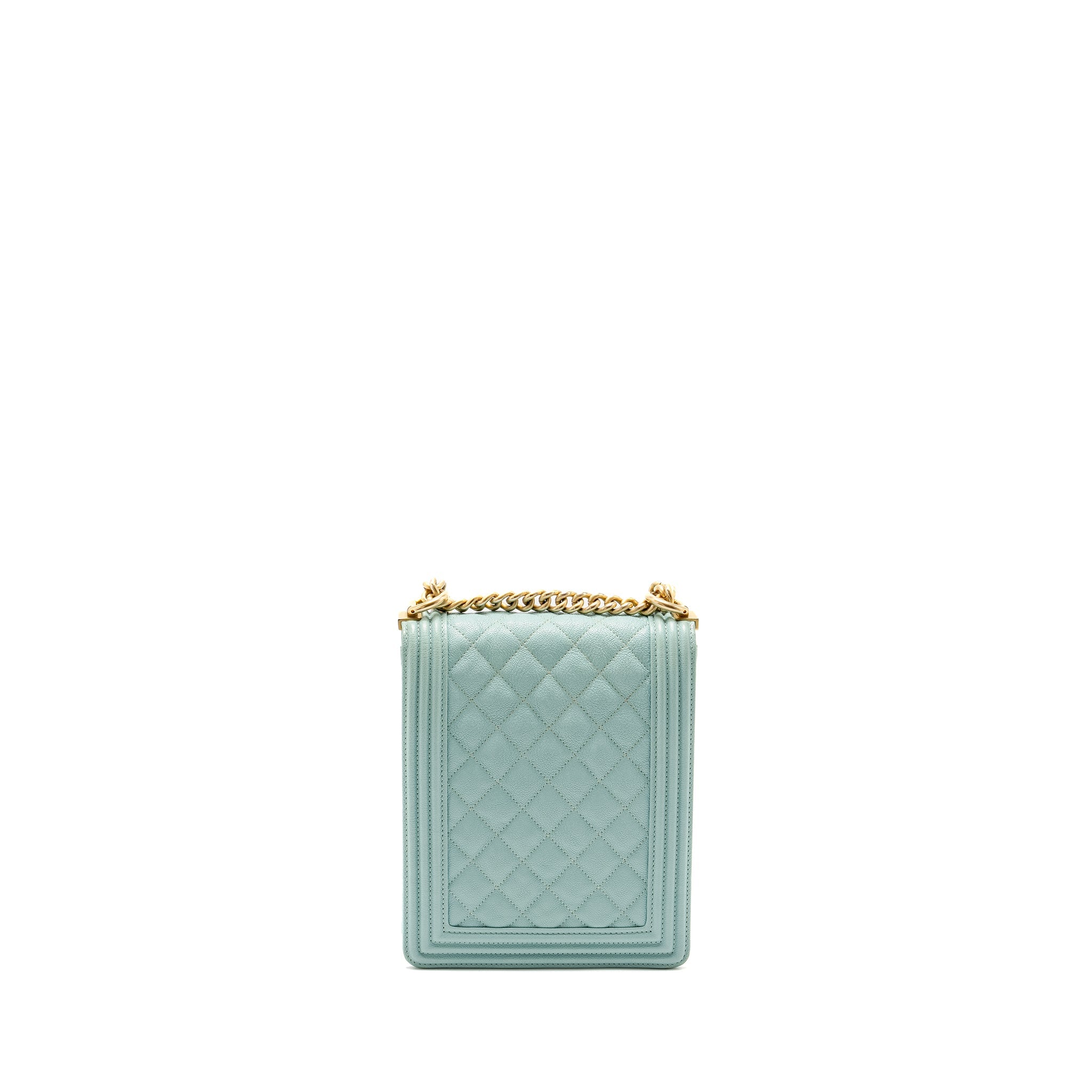 Chanel North South Boy Bag Caviar Light Blue