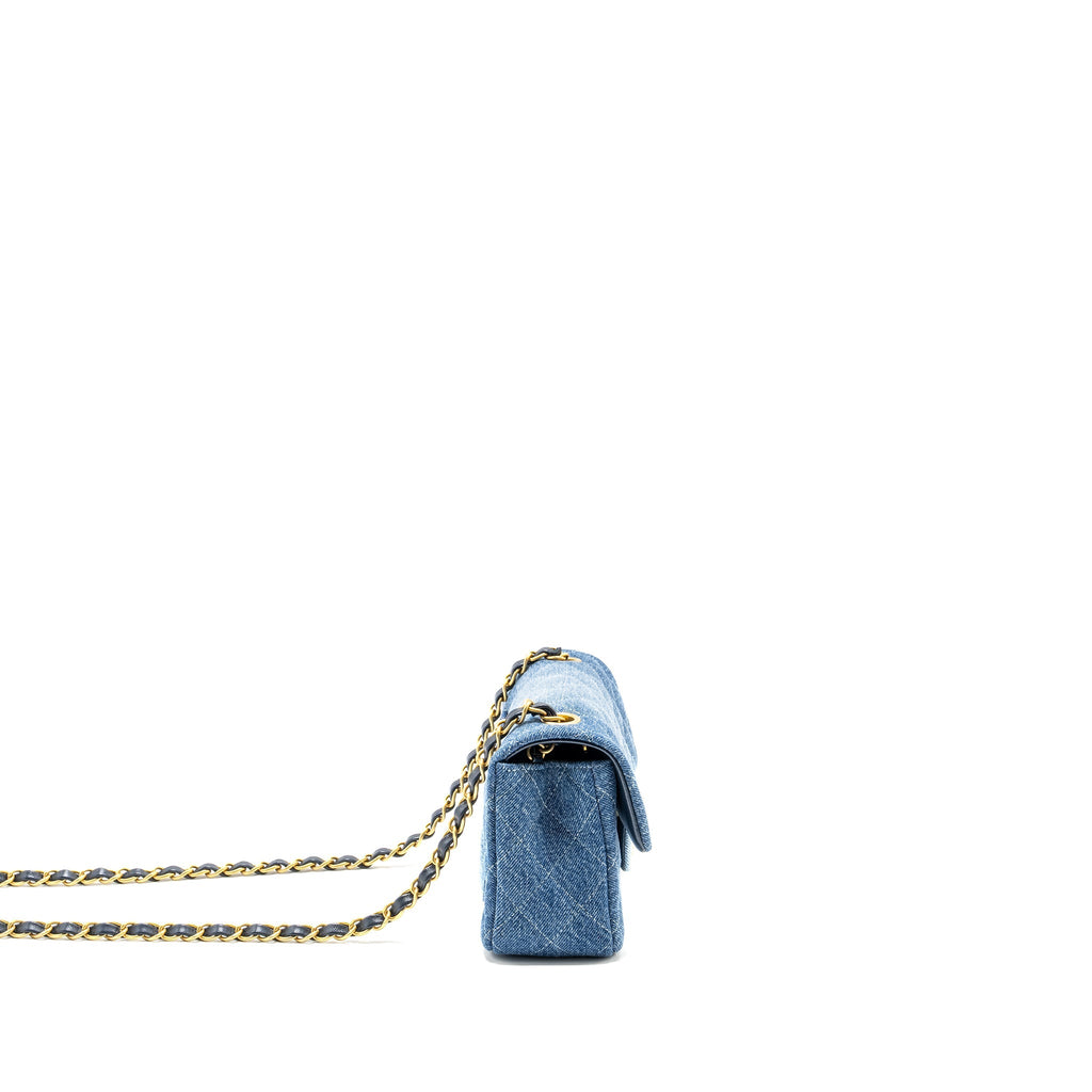 CHANEL 24S Mini Rectangular Flap Bag Denim Blue  (Microchip)