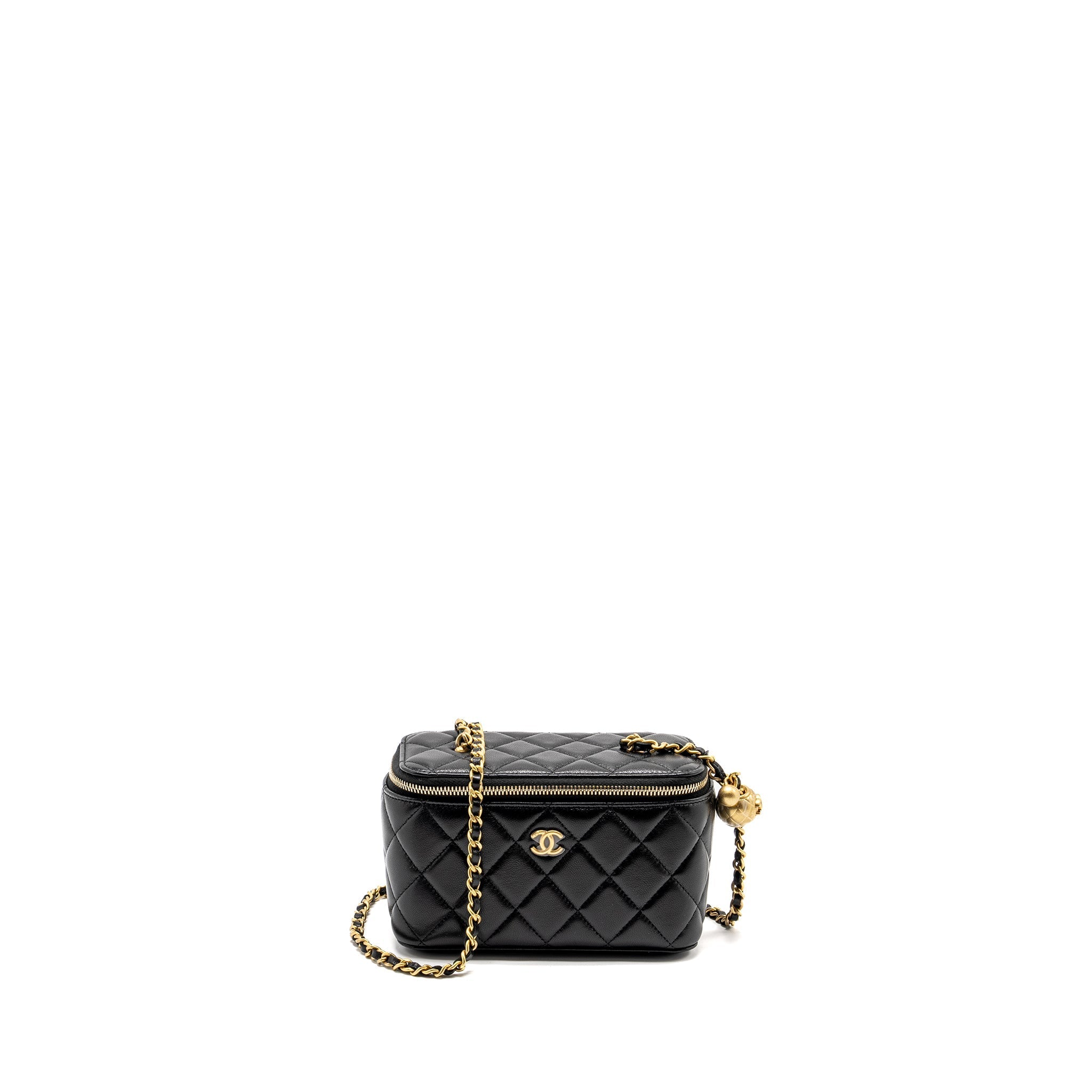 Chanel Pearl Crush Long Vanity Case Lambskin Black  (Microchip)