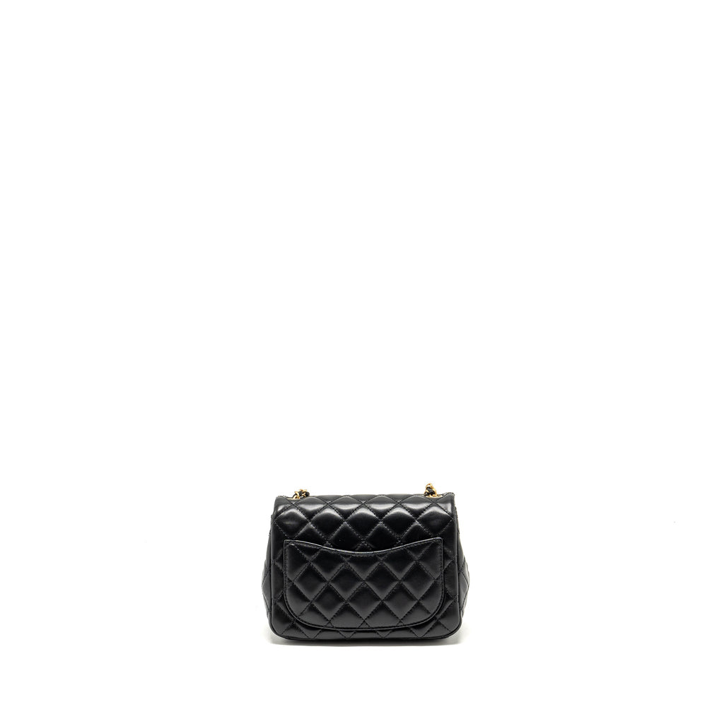 Chanel Pearl Crush Mini Square Flap Bag Lambskin Black  (microchip)
