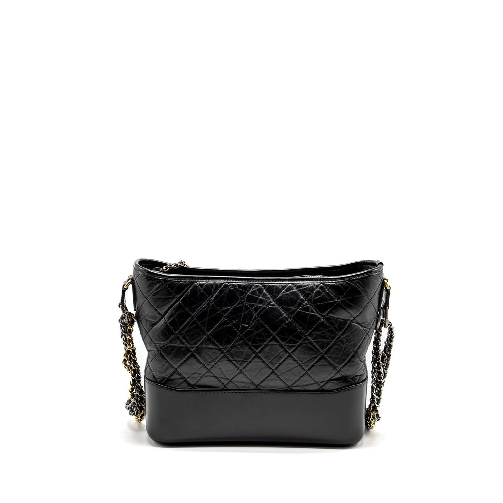Chanel Gabrielle Hobo Bag Calfskin BLACK Multicolour Hardware