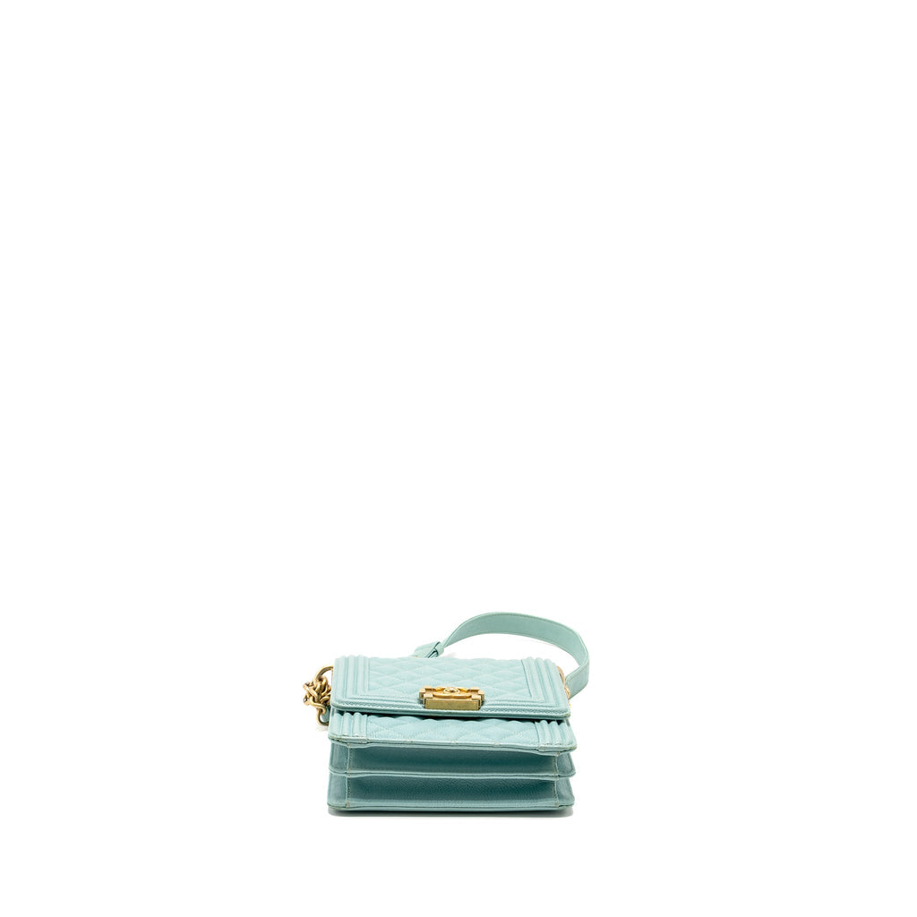 Chanel North South Boy Bag Caviar Light Blue