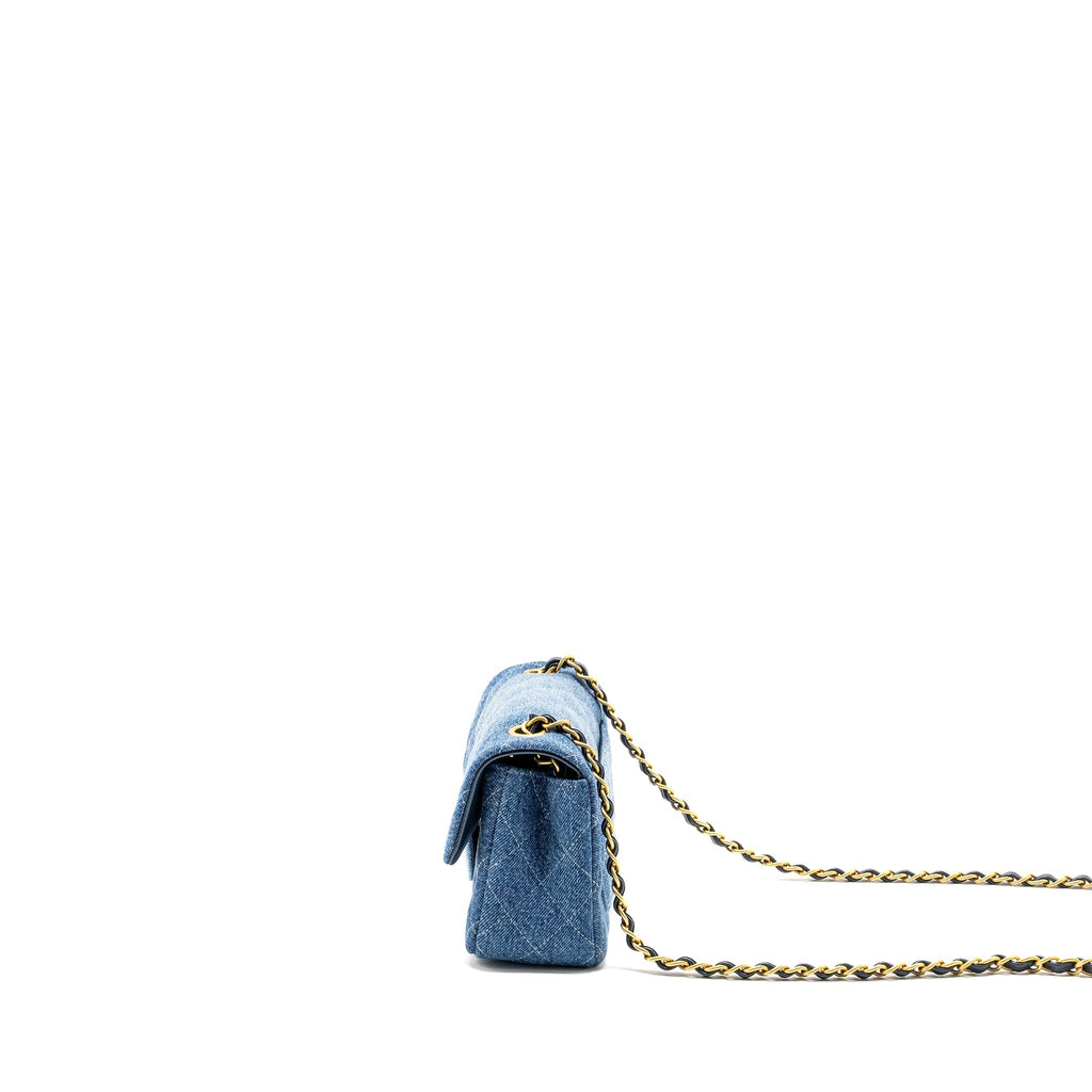 CHANEL 24S Mini Rectangular Flap Bag Denim Blue  (Microchip)