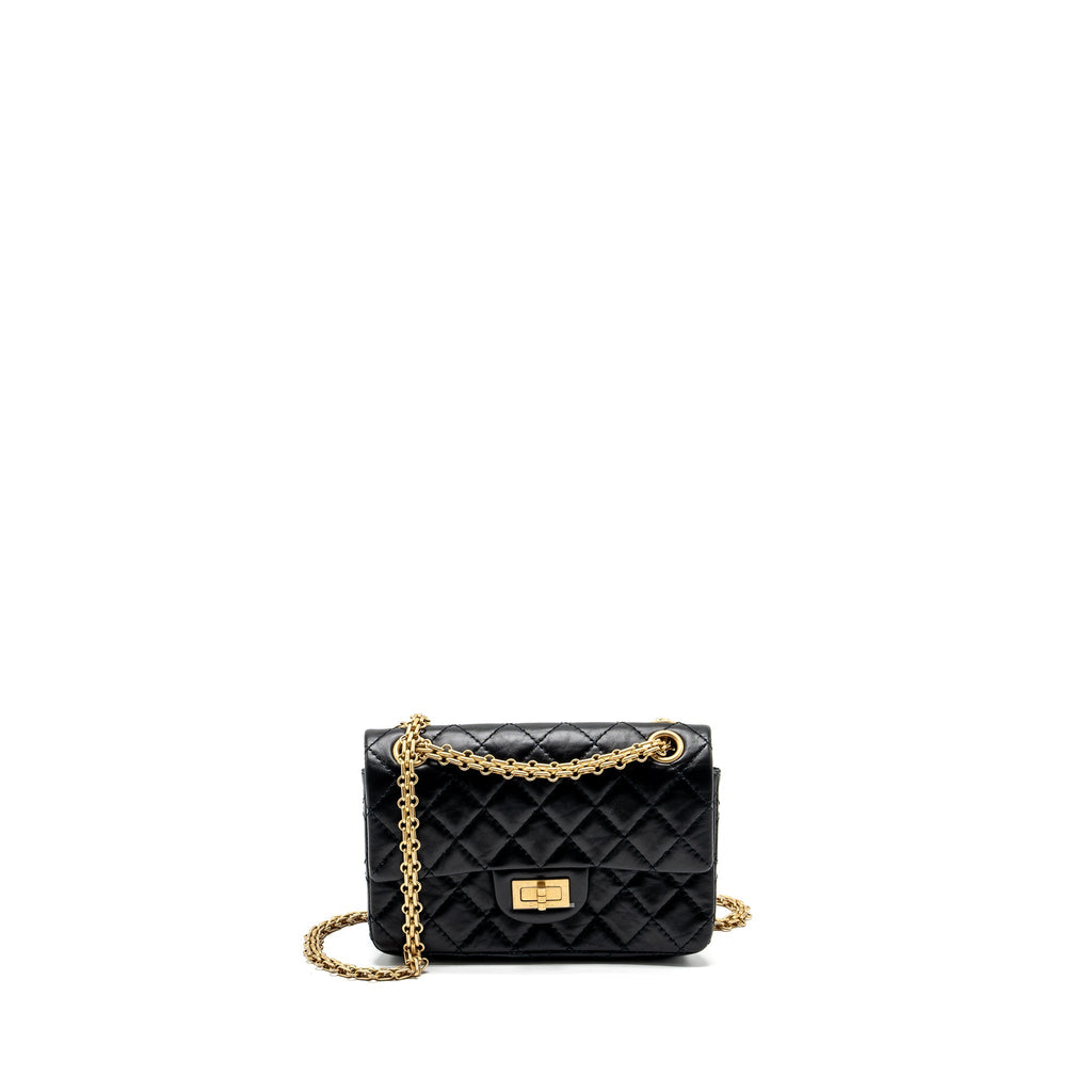 Chanel Mini 2.55 reissue flap bag aged calfskin black
