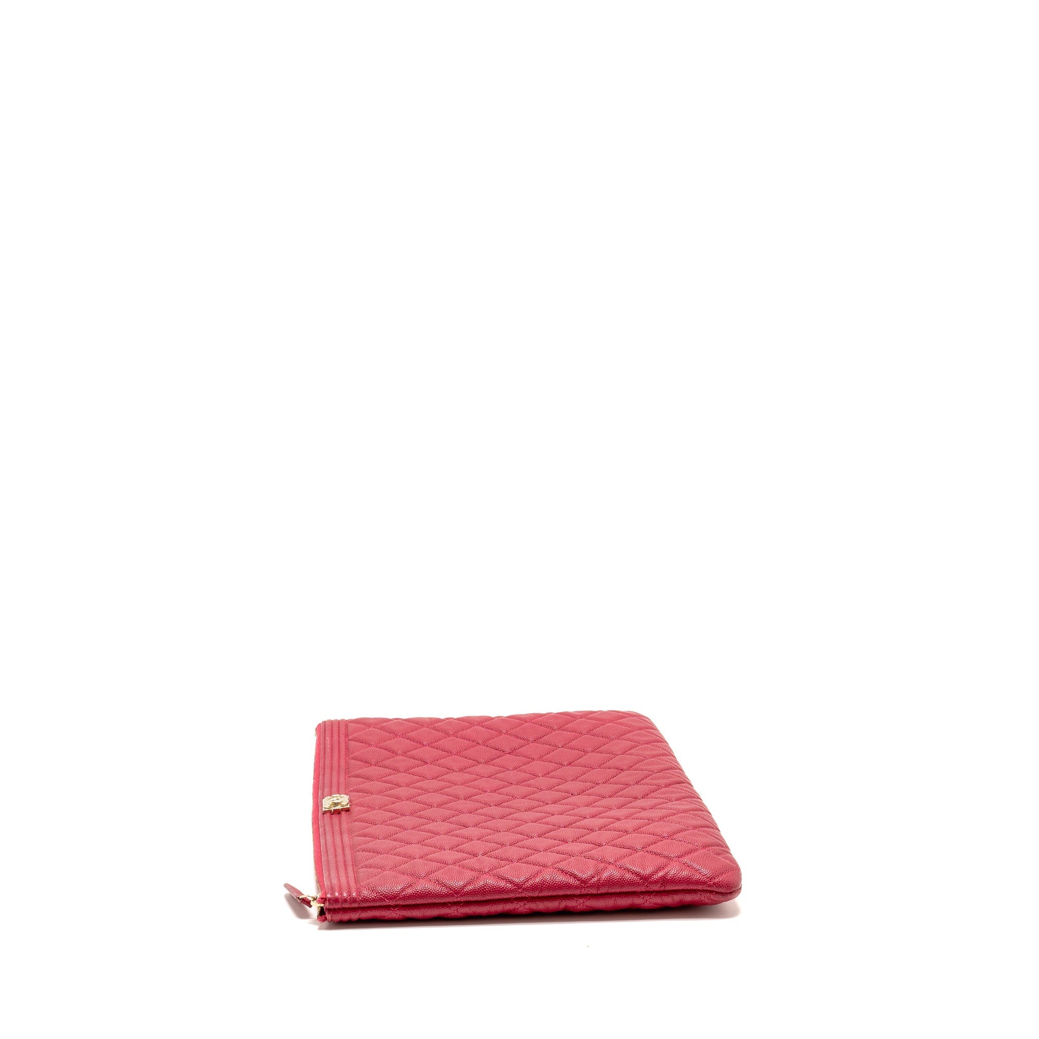 Chanel Large Boy O Case Zip Pouch Caviar Pink L