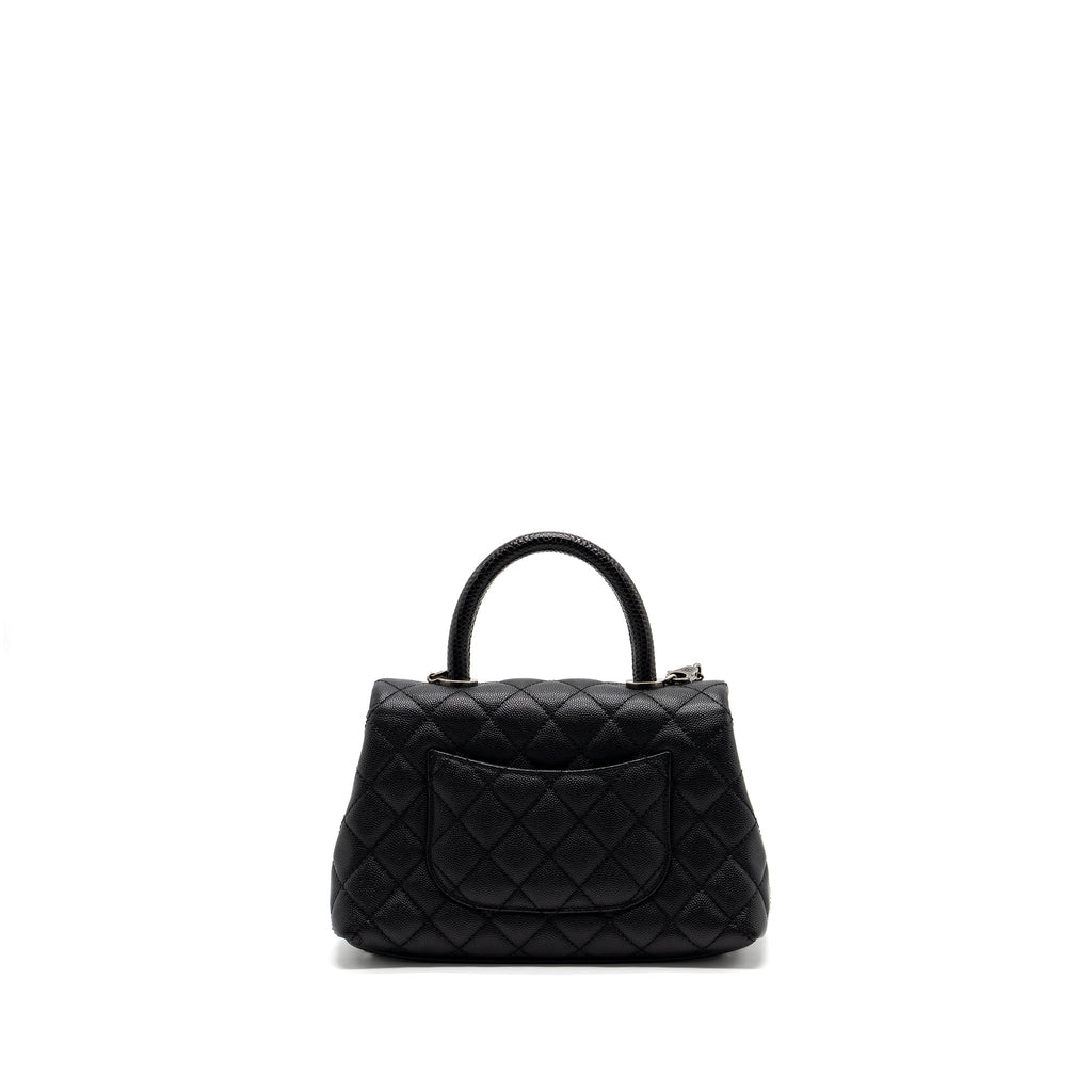 Chanel small coco handle caviar / lizard handle black ruthenium hardware