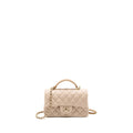 Chanel top handle Mini Rectangular Flap Bag Lambskin Ecru/Dark Beige L(microchip)