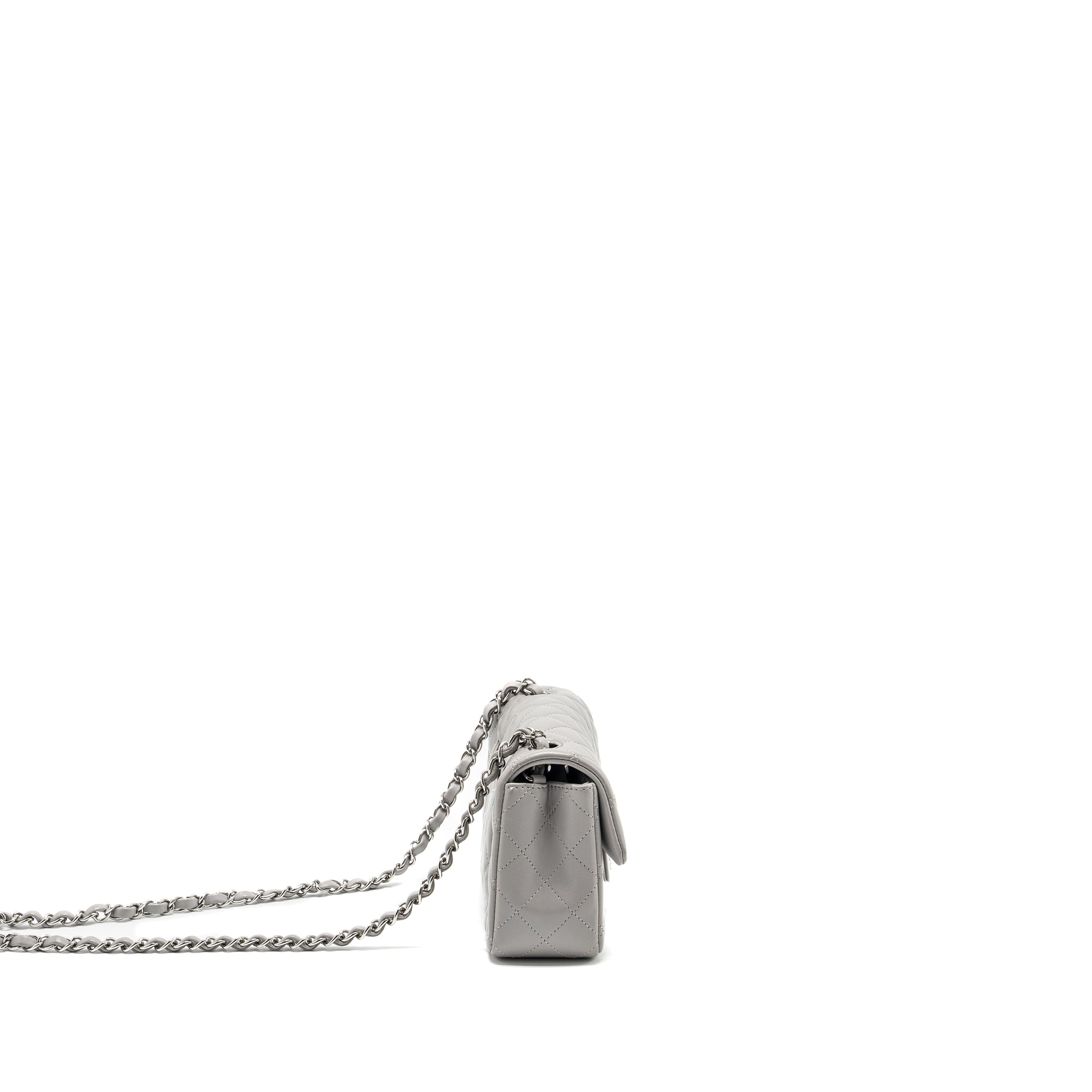 Chanel Mini Rectangular Flap Bag Lambskin Light Grey (Microchip)