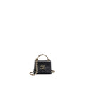 Chanel Mini Top Handle Flap Bag Caviar Black L (microchip)