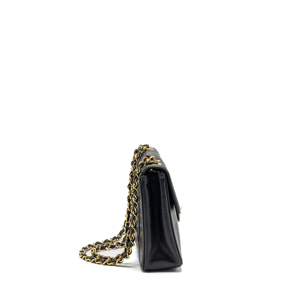 Chanel Vintage Vertical Jumbo Flap Bag Caviar Black