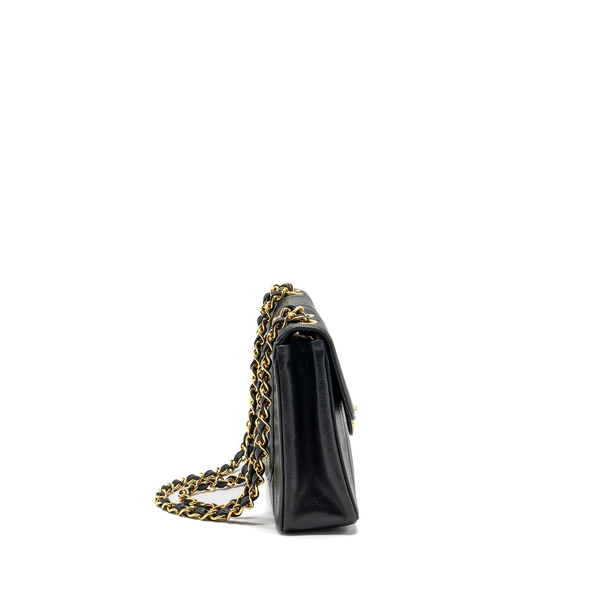 Chanel Vintage Vertical Jumbo Flap Bag Caviar Black