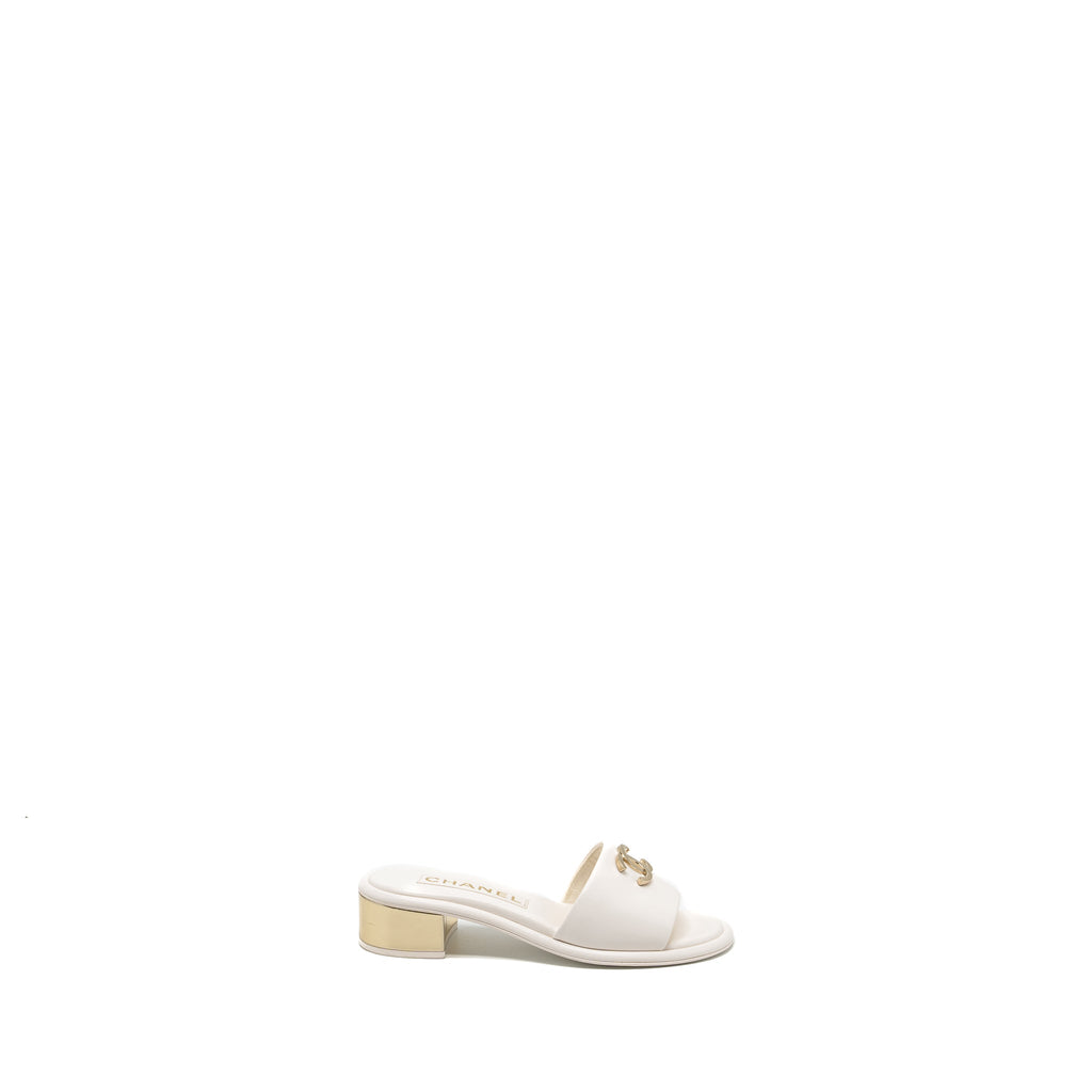 Chanel Size 36 23K Mules Lambskin White