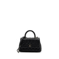 Chanel small coco handle caviar / lizard handle black ruthenium hardware