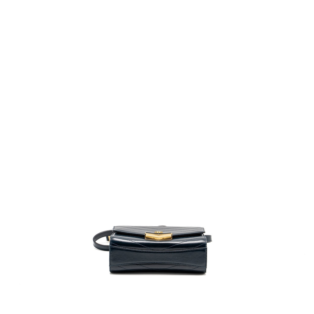 Chanel Lock me Up Chevron Medal Flap Bag Calfskin Dark Navy