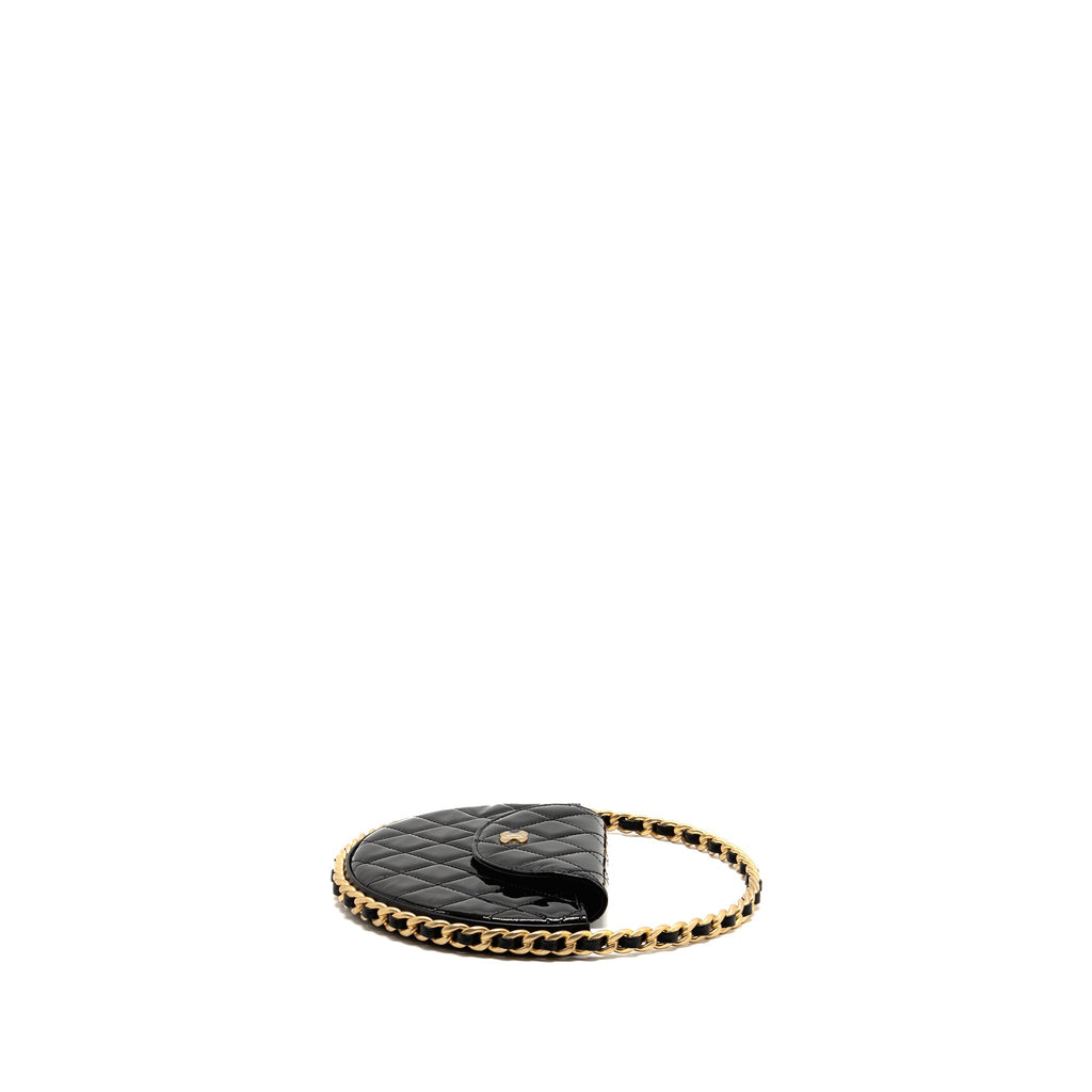 Chanel 23K Hoop Bag Patent Leather Black  (Microchip)