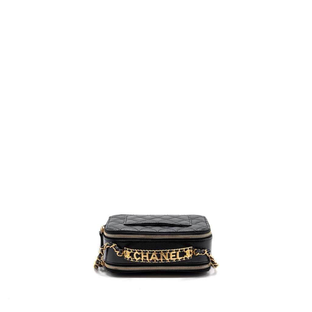 Chanel Letter top Handle Small vanity case caviar Black Brushed (microchip)