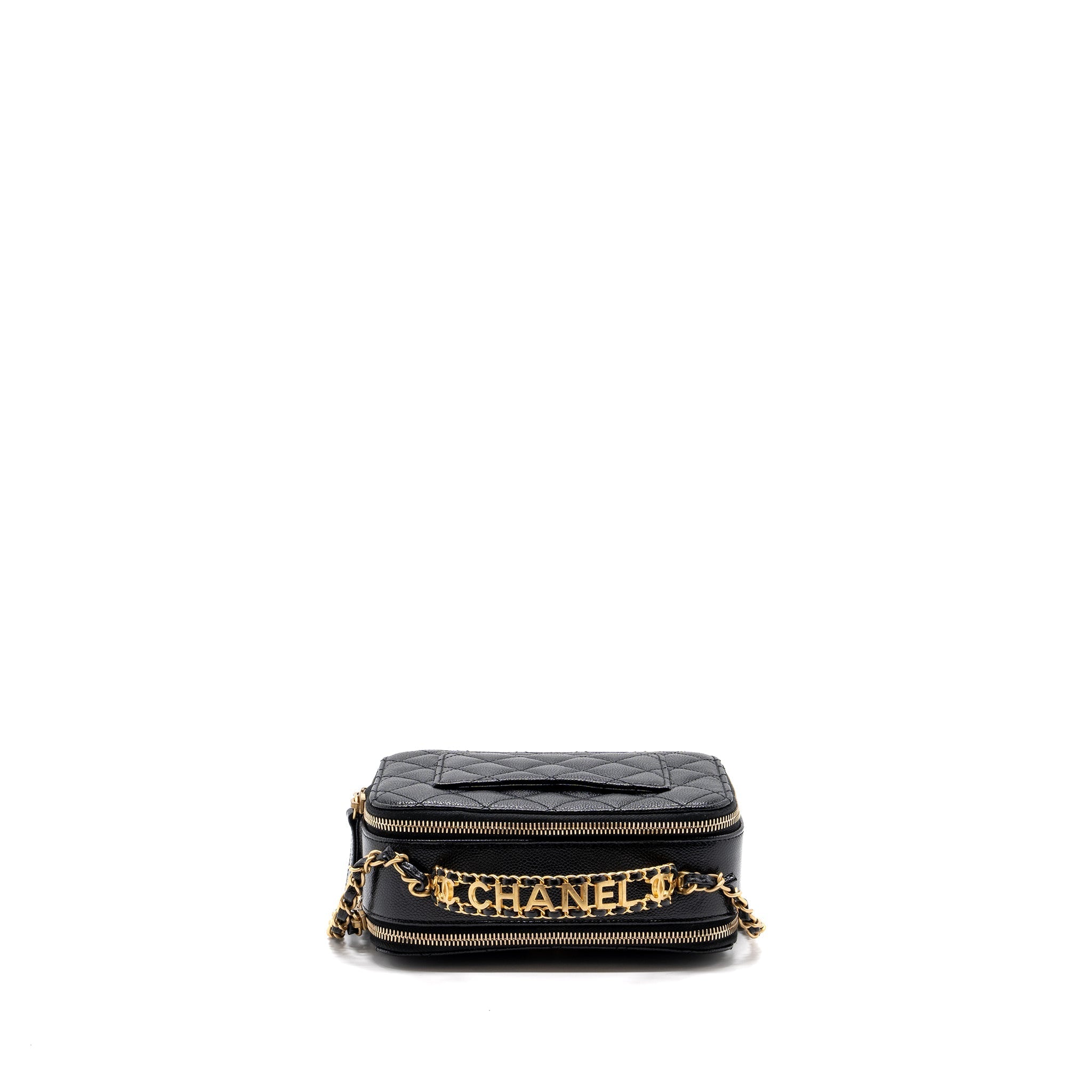 Chanel Letter top Handle Small vanity case caviar Black Brushed (microchip)