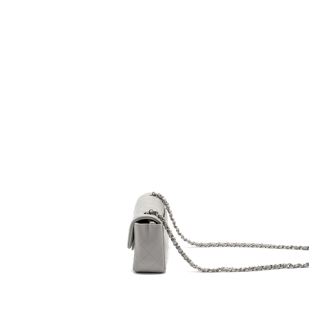Chanel Mini Rectangular Flap Bag Lambskin Light Grey (Microchip)