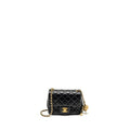 Chanel Pearl Crush Mini Square Flap Bag Lambskin Black  (microchip)