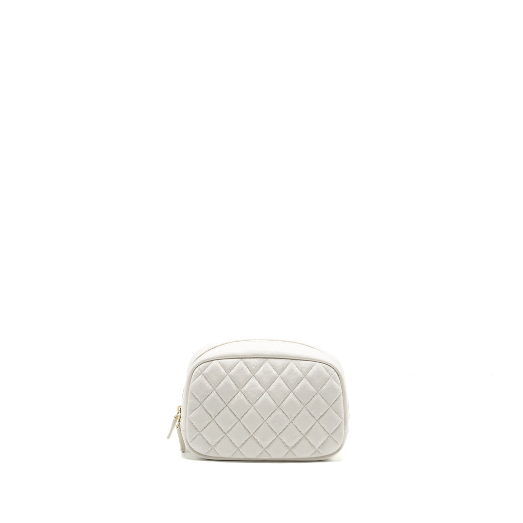 Chanel timeless classic pouch grained calfskin white L (microchip)