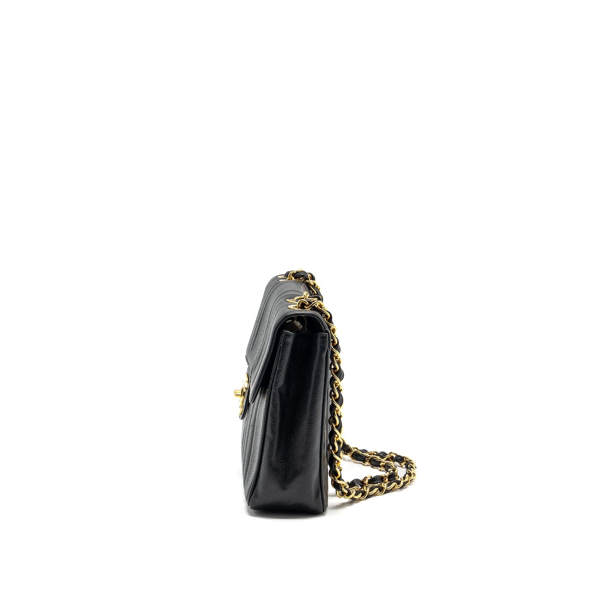 Chanel Vintage Vertical Jumbo Flap Bag Caviar Black
