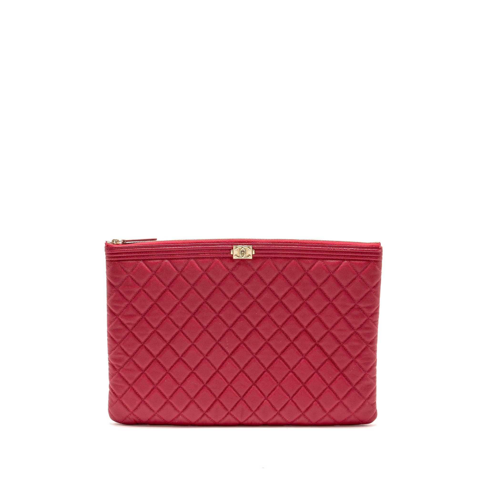 Chanel Large Boy O Case Zip Pouch Caviar Pink L