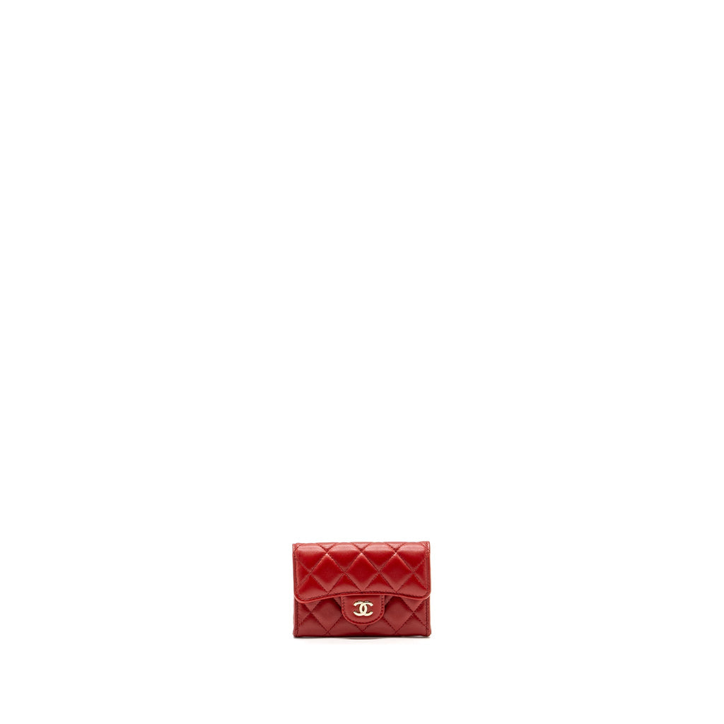Chanel Flap Card Holder Lambskin Red